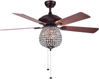 Claudric 26 inches Indoor Bronze Finish Hand Pull Chain Ceiling Fan