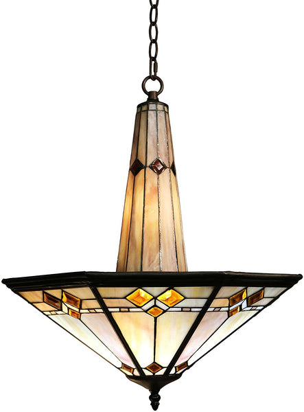 Sue 3-light Mission Style 19-inch Tiffany-style Ceiling Lamp