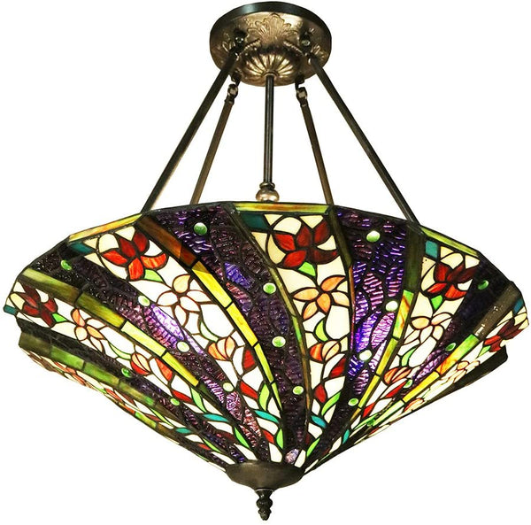 Meacham 3-light Multicolor 24-inch Tiffany-style Ceiling Lamp