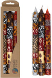 Set of Three Boxed Tall Hand-Painted Candles - Uzima African Design - Nobunto Candles