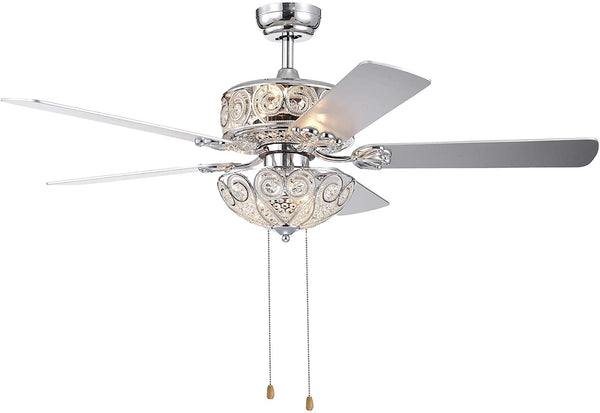 Catalina 52 inches Indoor Chrome Finish Hand Pull Chain Ceiling Fan