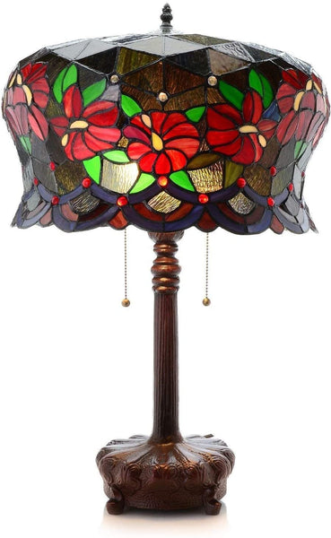 Warehouse of Tiffany Zohara 2-light Multicolor Stained Glass 18-inch Table Lamp