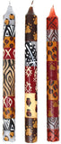 Set of Three Boxed Tall Hand-Painted Candles - Uzima African Design - Nobunto Candles