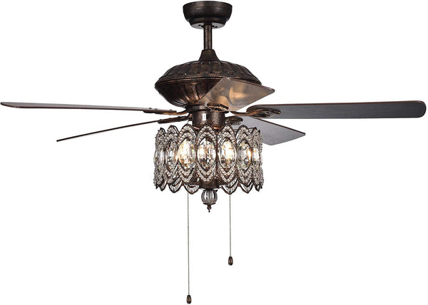 Copper 52 inches Indoor Bronze Finish Hand Pull Chain Ceiling Fan