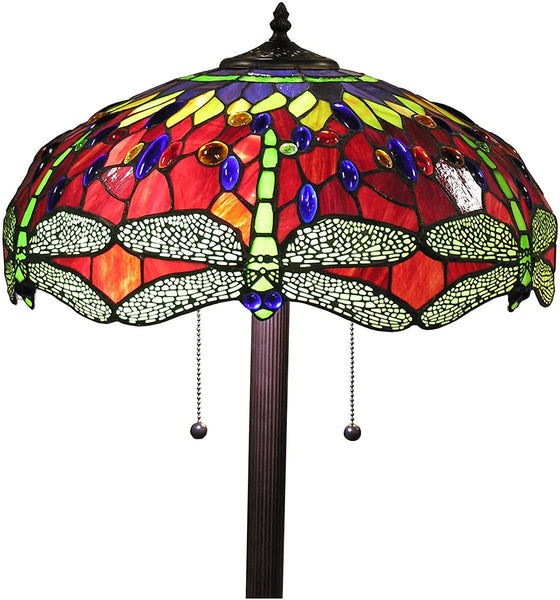 Tiffany-style Scarlet Dragonfly 18-inch Floor Lamp