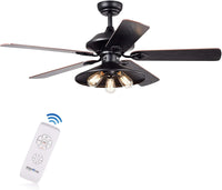 Upille 52 inches Indoor Black Finish Remote Controlled Ceiling Fan