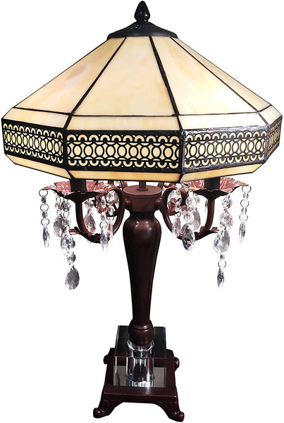 Morisette 4-light Tiffany-style 16-inch Crystal Table Lamp