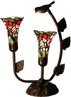 Bethlehem 2-light Lily Shades with Bird Tiffany-style Table Lamp