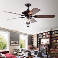Topher 52 inches Indoor Black Finish Hand Pull Chain Ceiling Fan