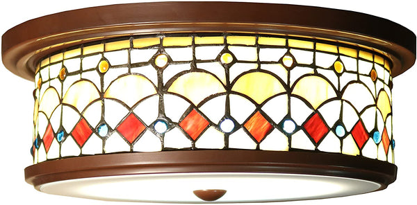 Nissha 3-light Round 14.5-inch Tiffany-style Ceiling Lamp
