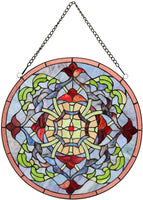 Warehouse of Tiffany Fineena Stained-glass 20-inch Window Panel with Hanging Chain