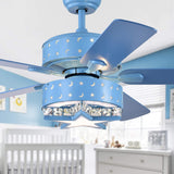 Funder 51.97 inches Indoor Blue Finish Remote Controlled Ceiling Fan