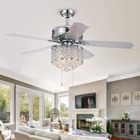Deidor 52 inches Indoor Chrome Finish Hand Pull Chain Ceiling Fan