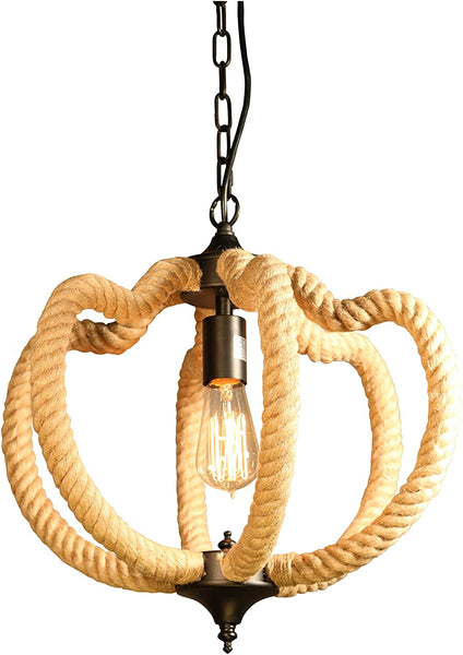 Leonie 1-light Hemp Rope 17-inch Edison Chandelier with Bulb