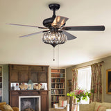 Chrysaor 52.4 inches Indoor Bronze Finish Hand Pull Chain Ceiling Fan