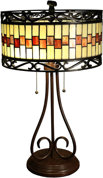 Milagros 2-light Round 24-inch Tiffany-style Table Lamp
