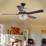 Laure 52 inches Indoor Bronze Finish Hand Pull Chain Ceiling Fan