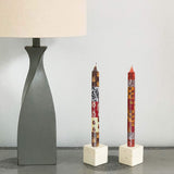 Set of Three Boxed Tall Hand-Painted Candles - Uzima African Design - Nobunto Candles