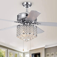 Deidor 52 inches Indoor Chrome Finish Hand Pull Chain Ceiling Fan