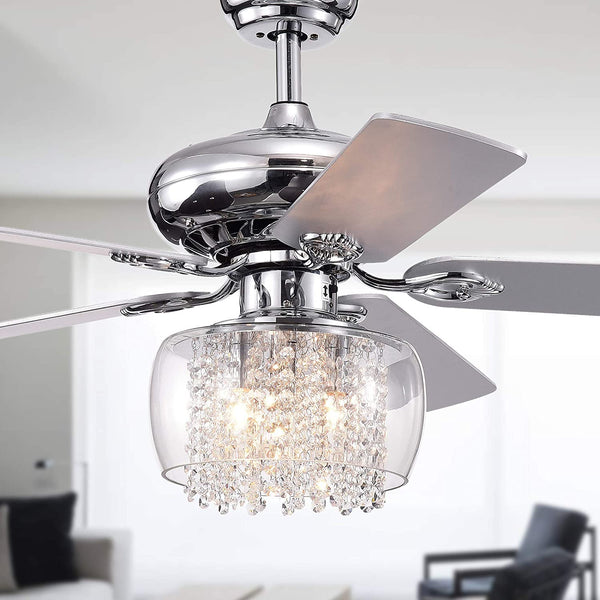 Ennie 52 inches Indoor Chrome Finish Remote Controlled Ceiling Fan