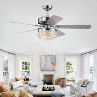 Letta 52 inches Indoor Chrome Finish Hand Pull Chain Ceiling Fan