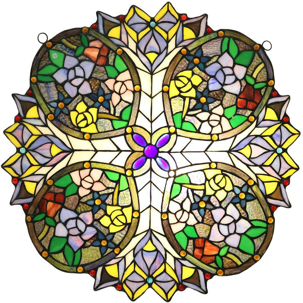 Zorya 23-inch Tiffany-style Multicolored Stained Glass Window Panel