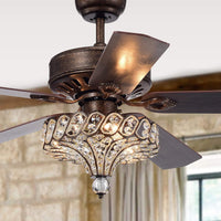 Pilette 52 inches Indoor Bronze Finish Remote Controlled Ceiling Fan