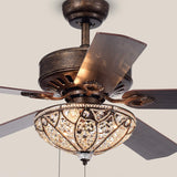 Gliska 52 inches Indoor Bronze Finish Hand Pull Chain Ceiling Fan