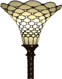 Basia 1-light Off-white 72-inch Jeweled Tiffany-style Torchiere Lamp