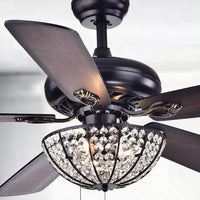 Hannele 52 inches Indoor Black Finish Hand Pull Chain Ceiling Fan