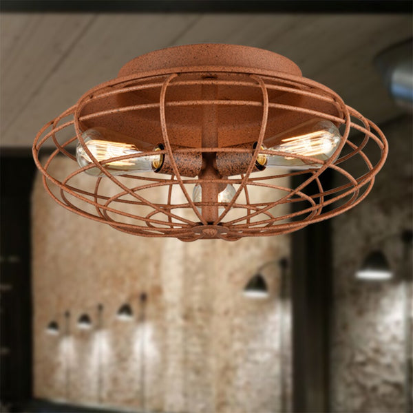 Azranna Speckled Copper Cage Ceiling Lamp with Bulbs