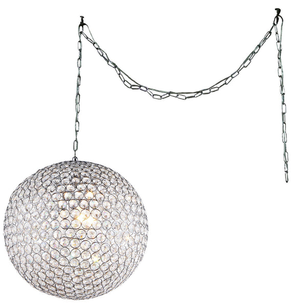 Jessie 3-light Crystal Round 12-inch Chrome Swag Lamp