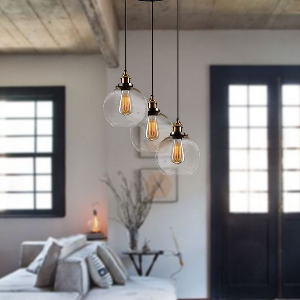 Warehouse of Tiffany Lupilla Black-finish Metal and Glass 65-inch Edison Light Chandelier With Bulbs
