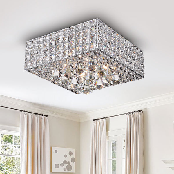 Sullin Chrome Crystal Square Ceiling Lamp