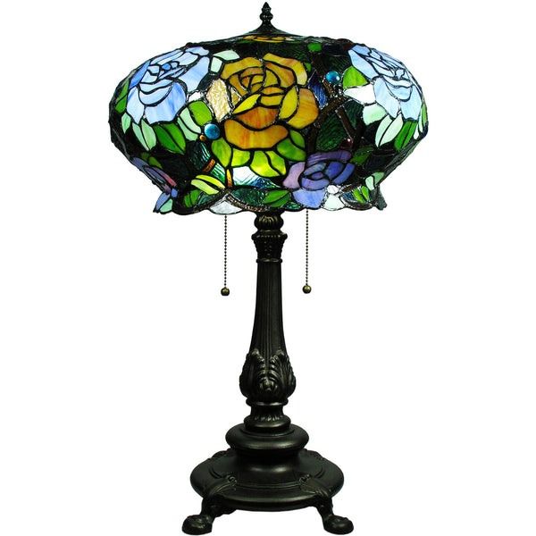 Tiffany-style Maxenne Roses Table Lamp