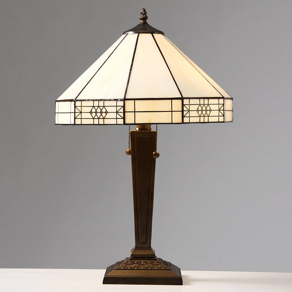 Tiffany-style Mission-style White Table Lamp