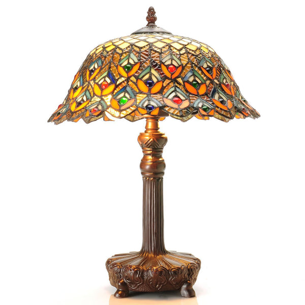 Tiffany-style Peacock Jewel Table Lamp