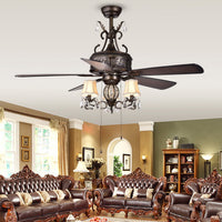 Firtha 52 inches Indoor Bronze Finish Hand Pull Chain Ceiling Fan