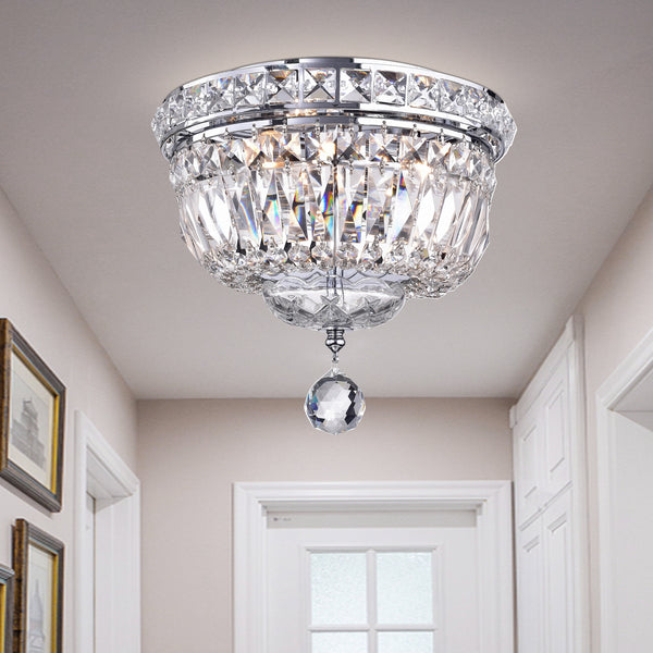 Sedguwa Clear Chrome and Crystal Basket Ceiling Lamp