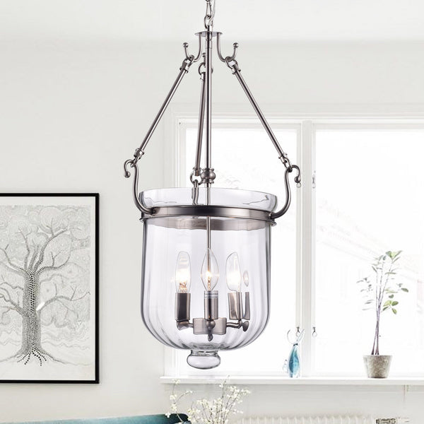 Winfield Nickel 14-inch Pendant with Clear Glass Shade