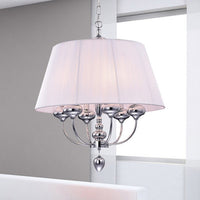 Zonia Chrome and Pink 23-inch Round Pendant LIght